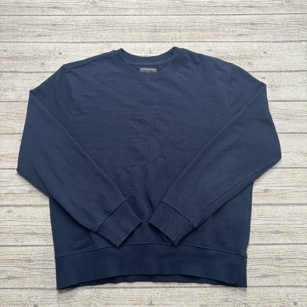 Banana Republic Sweatshirt Men's Large Navy Blue Oversized French Terry Pullover